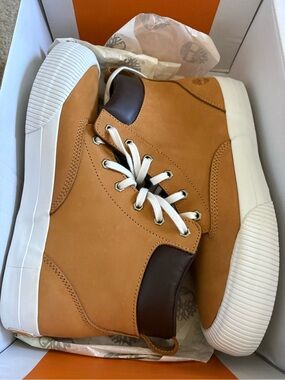 Timberland Wheat and Dark Brown High-Top Sneakers